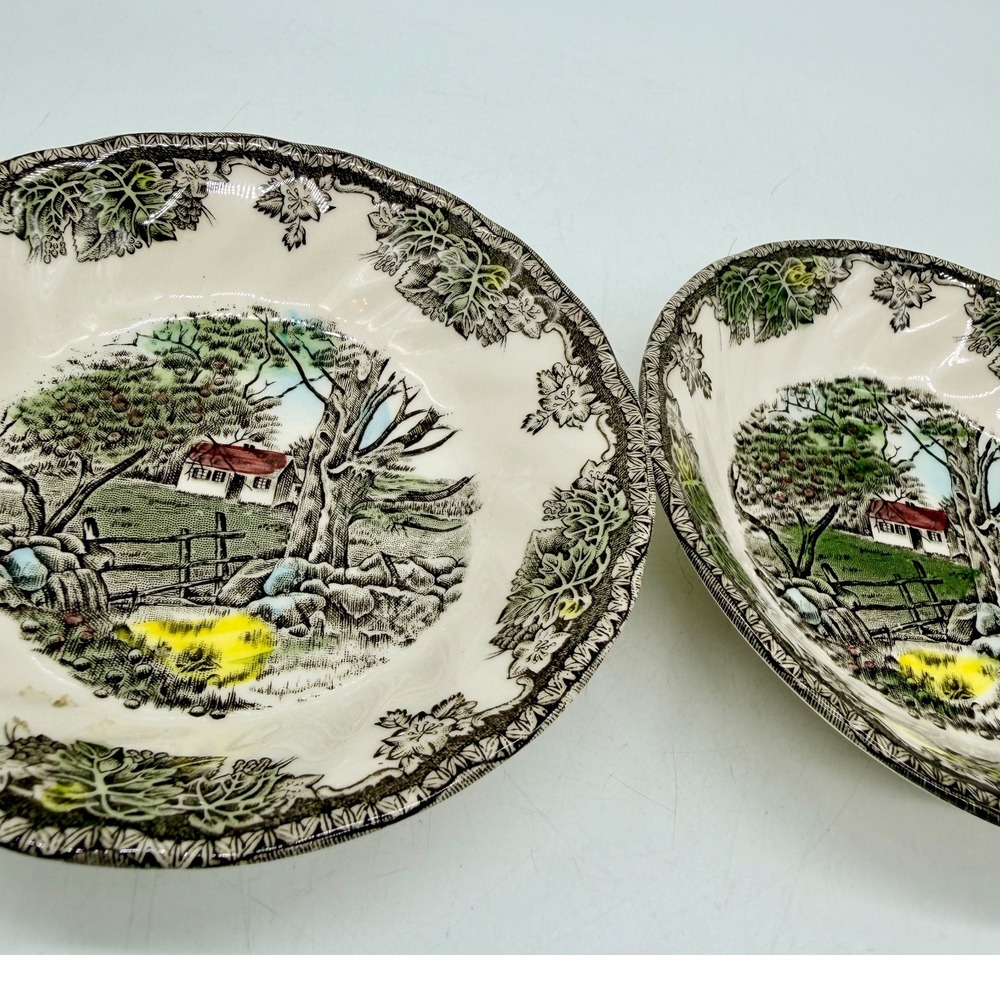 Johnson Bros Friendly Village The Stone Wall Fruit Bowls Set Vintage England